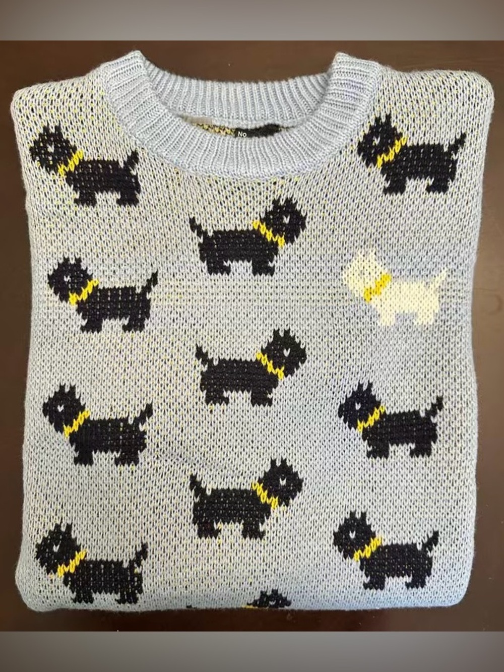 Stranger Things x No Boundaries Scottie Dog Knit Sweater Pastel Blue Small S